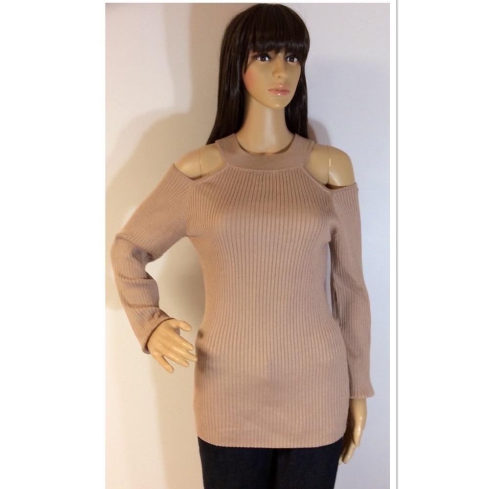 SAY WHAT? COLD SHOULDER SWEATER